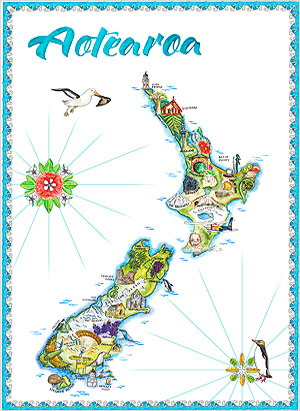 Inselkarte Neuseeland