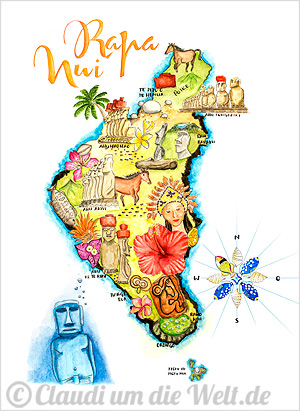 Landkarte Osterinsel als Poster oder Postkarte